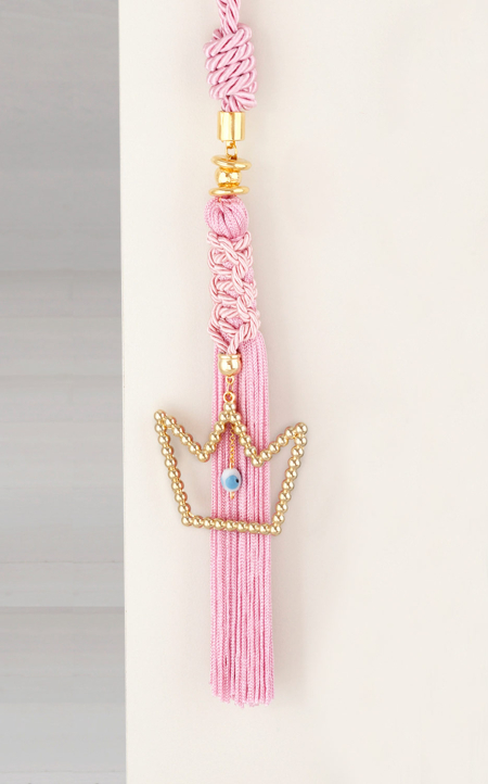 Δώρο για νεογέννητο γούρι ροζ κορόνα με χάντρες